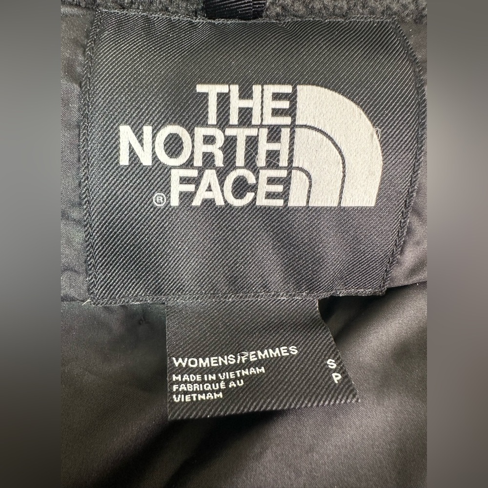 The North Face Women's Small 550 Goose Down Pallie Khaki Black Hooded Vest - Picture 7 of 11